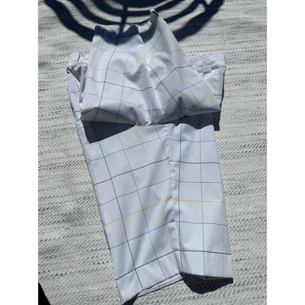 NIKE GOLF Shorts Medium White Blue Striped Chino Embroidered Swoosh Dri-Fit Mens - Picture 11 of 16